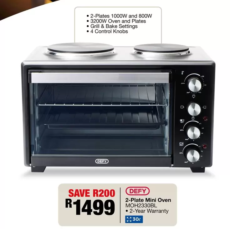 Defy - 2-Plate Mini Oven MOH2330BL