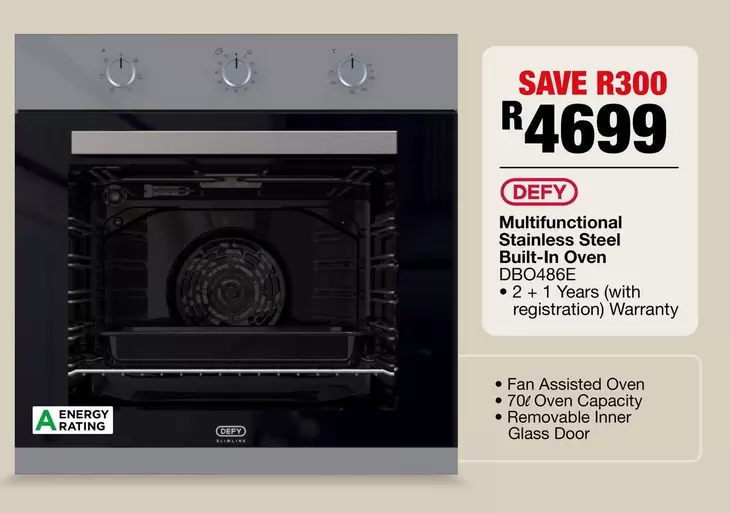 Defy - Multifunctional Stainless Steel Built-In Oven DBO486E