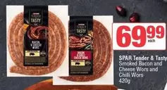 Spar - Tender & Tasty Smoked Bacon and Cheese Wors and Chilli Wors
