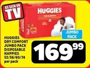 Huggies - DRY COMFORT JUMBO PACK DISPOSABLE NAPPIES