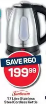 Sunbeam - 1.7 Litre Stainless Steel Cordless Kettle