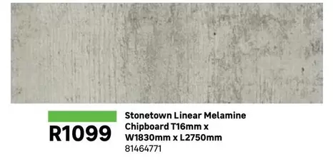 Stonetown Linear Melamine Chipboard T16mm X W1830mm X L2750mm