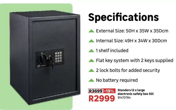 Standers - L2 X Large Electronic Safety Box