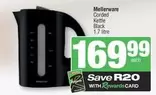 Mellerware - Corded Kettle Black 1.7 litre