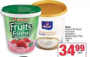 Clover - Fruits of the Forest Full Cream Assorted or Double Cream Plain Yoghurt