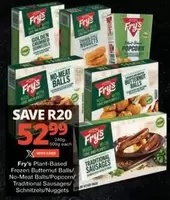 Fry's - Plant-Based Frozen Butternut Balls/ No-Meat Balls/Popcorn/ Traditional Sausages/ Schnitzels/Nuggets