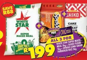 SASKO - SUPER MAIZE MEAL, FLOUR, LONG GRAIN PARBOILED RICE