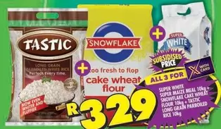Tastic - Super Maize Meal 10kg, Cake Wheat Flour 10kg, Long Grain Parboiled Rice 10kg
