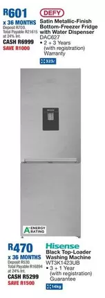 Defy - Bottom-Freezer Fridge with Water Dispenser DAC627