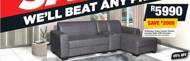 5-Division Daisy Corner Chaise Lounge Suite with Console
