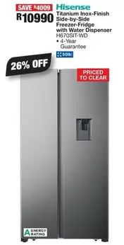 Hisense - Titanium Inox-Finish Side-by-Side Freezer-Fridge with Water Dispenser H670SIT-WD