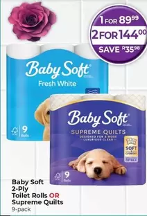 Baby Soft - 2-Ply Toilet Rolls OR Supreme Quilts