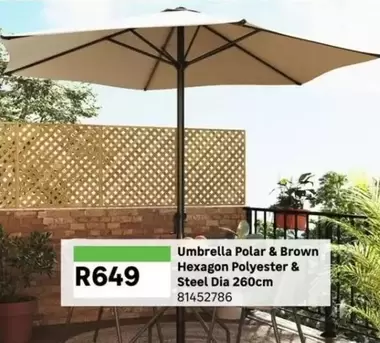Polar - Umbrella  & Brown Hexagon Polyester & Steel Dia 260cm