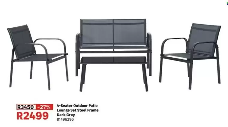 4-Seater Outdoor Patio Lounge Set Steel Frame