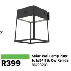 Solar Wal Lamp Plastic Ip54 Blk Cw Kerida