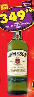 Jameson - JAMESON TRIPLE DISTILLED IRISH WHISKEY
