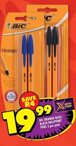 BIC - ORANGE BLUE/BLACK BALLPOINT PENS
