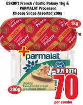 Eskort - French / Garlic Polony 1kg & Processed Cheese Slices Assorted 200g