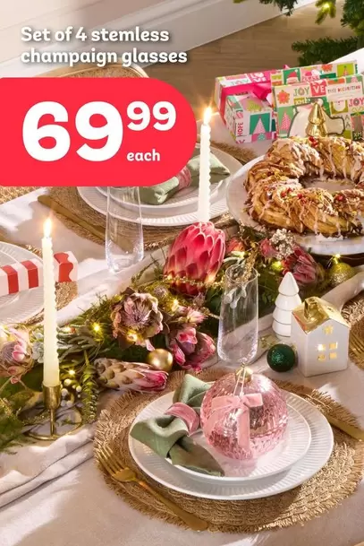 Set Of 4 Stemless Champaign Glasses