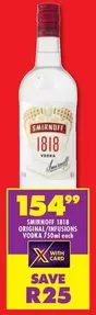 Smirnoff - 1818 ORIGINAL/INFUSIONS VODKA 750ml