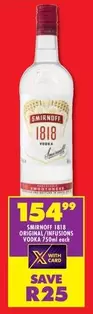 Smirnoff - 1818 ORIGINAL/INFUSIONS VODKA