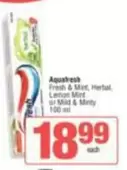 Aquafresh - Fresh & Mint, Herbal, Lemon Mint or Mild & Minty