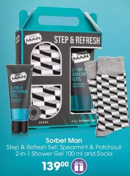 Step & Refresh Set: Spearmint & Patchouli 2-in-1 Shower Gel 100 ml and Socks