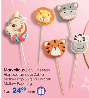 Lion - , Cheetah, Hippopotamus or Zebra Mallow Pop or Unicorn Mallow Pop