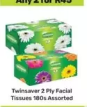 Twinsaver - 2 Ply Facial Tissues 180s