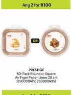 Prestige - 50-Pack Round or Square Air Fryer Paper Liners 20 cm