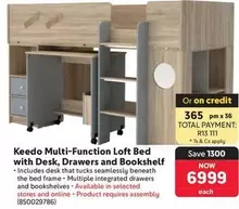 Total - Multi-Function Loft Bed with Desk, Drawers and Bookshelf