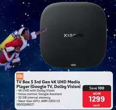 Xiaomi - TV Box S 3rd Gen 4K UHD Media Player (Google TV, Dolby Vision)