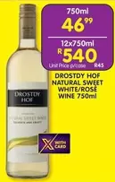 Drostdy Hof - NATURAL SWEET WHITE/ROSE WINE 750ml