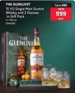 The Glenlivet - 15 YO Single Malt Scotch Whisky and 2 Glasses in Gift Pack