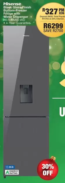 Hisense - Bottom-Freeze Fridge with Water Dispenper