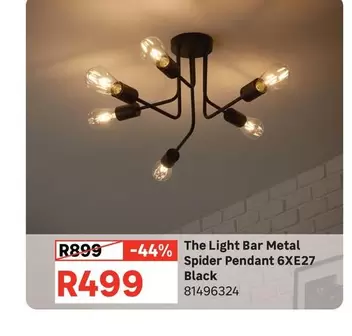 The Light Bar Metal Spider Pendant 6XE27 Black