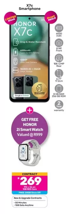 Honor - X7c Smartphone, Zi Smart Watch