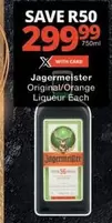 Jagermeister - Original/Orange Liqueur Each