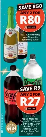 Sprite - Non-Alcoholic Sparkling Juice, Coca-Cola No Sugar/No Caffeine/ Light/Fanta Zero/ Zero/ Stoney Zero/ Ginger Beer Soft Drink