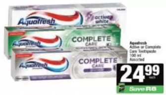 Aquafresh - Active or Complete Care Toothpaste