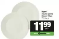 Round White Dinner Plate 7.5 Inch