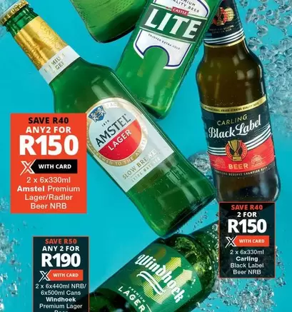 CASTLE - Amstel Premium Lager/Radler, Windhoek Premium Lager, Carling Black Label
