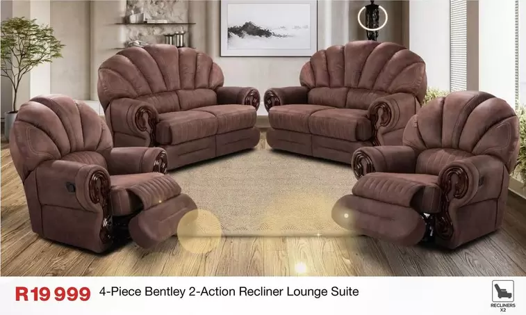4-Piece Bentley 2-Action Recliner Lounge Suite