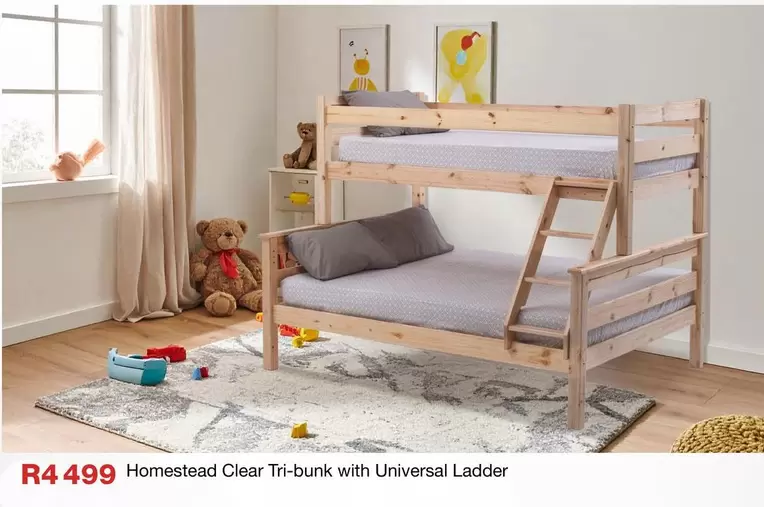 Clear - Homestead  Tri-bunk with Universal Ladder