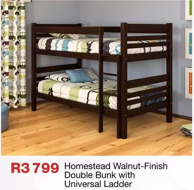 Homestead Walnut-Finish Double Bunk with Universal Ladder