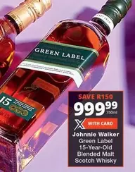 Johnnie Walker - Green Label 15-Year-Old Blended Malt Scotch Whisky