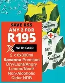 Savanna - Premium Dry/Light/Angry Lemon/Neat/ Non-Alcoholic Cider NRB