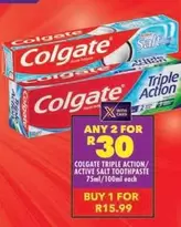 Colgate - TRIPLE ACTION/ ACTIVE SALT TOOTHPASTE