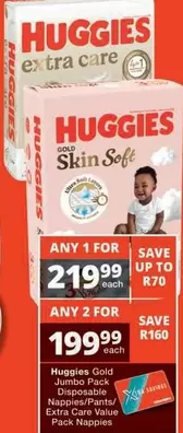 Huggies - Gold Jumbo Pack Disposable Nappies/Pants/ Extra Care Value Pack Nappies