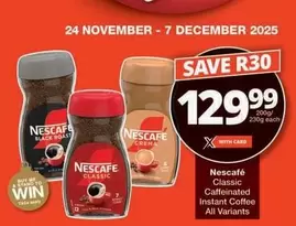 Nescafé - Classic Caffeinated Instant Coffee All Variants